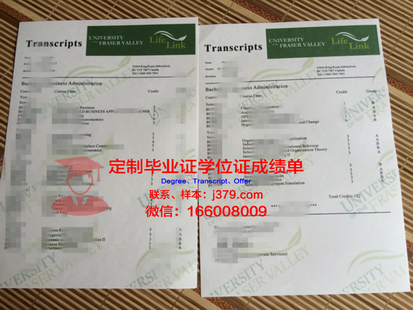 弗雷泽河谷大学学院毕业证电子版