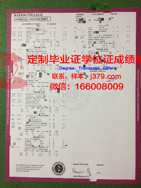 杰克逊贝克学院毕业证图片Baker College of Jackson Diploma